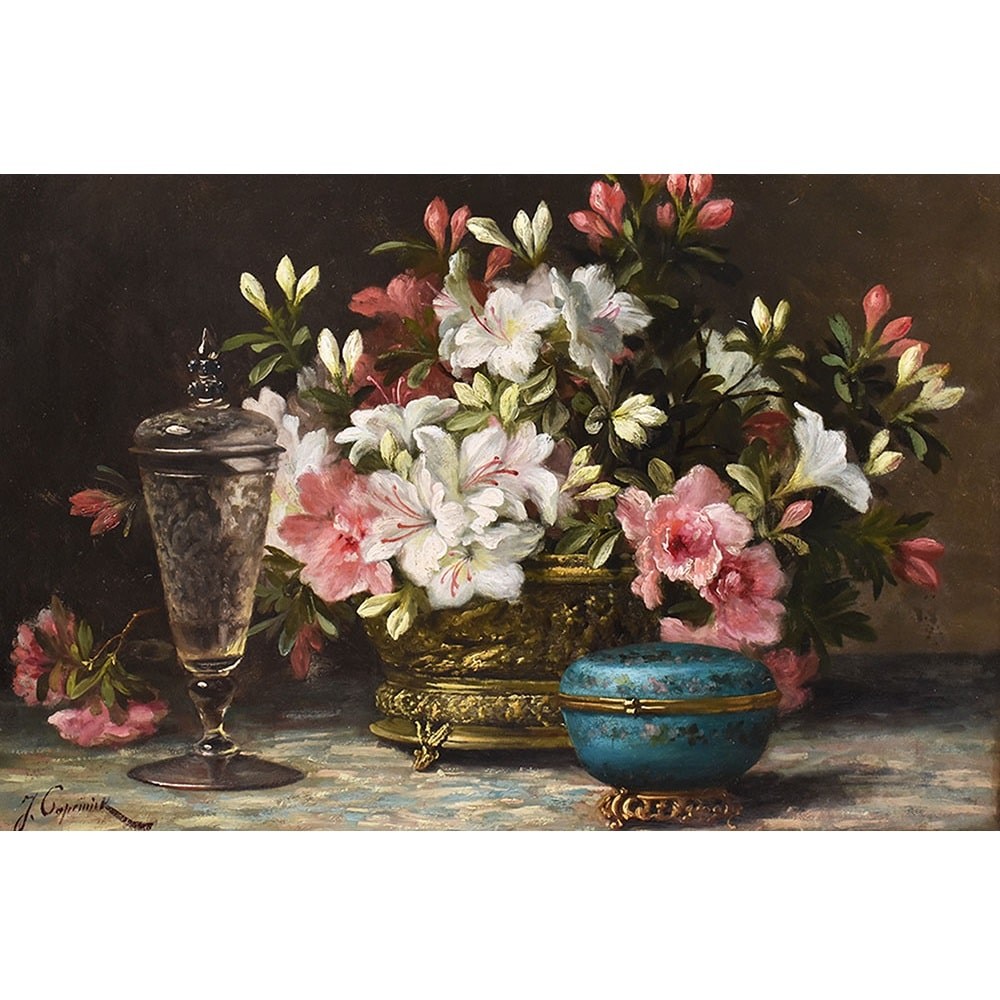 QNM631 1 antique floral painting still life flower oil painting XIX.jpg